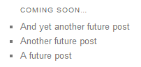 upcoming posts no links
